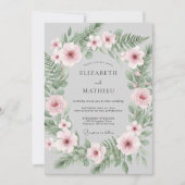 Light Grey Soft Botanical Winter Wedding 招待状 (正面)