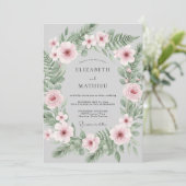 Light Grey Soft Botanical Winter Wedding 招待状 (スタンド正面)