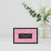 Light Hot Pink Glitter Print Black Accent Business 名刺 (スタンド正面)