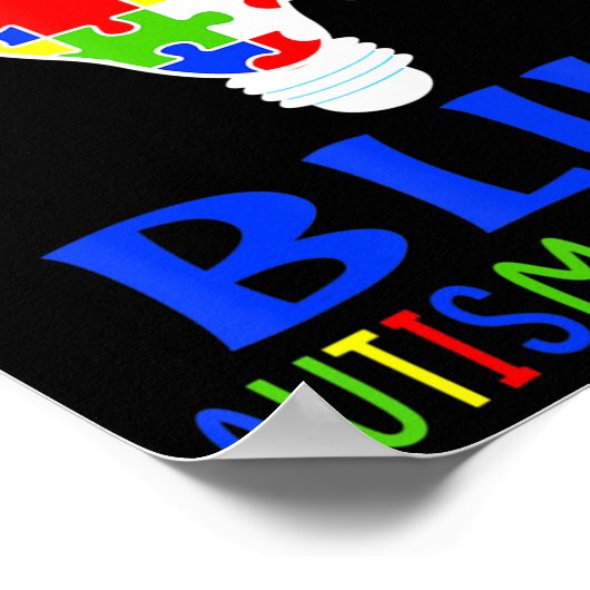 Light It Up Blue Autism Awareness Autistic Puzzle  ポスター (角)