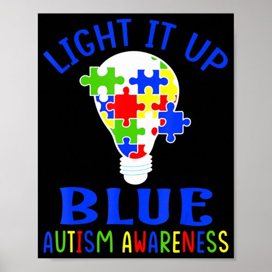 Light It Up Blue Autism Awareness Autistic Puzzle  ポスター (正面)