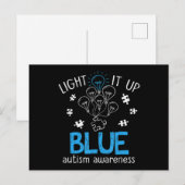 Light It Up Blue Autism Awareness Autistic Puzzle  ポストカード (正面/裏面)