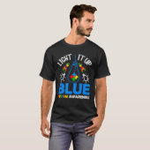 Light It Up Blue Autism Awareness Autistic Puzzle  Tシャツ (正面フル)