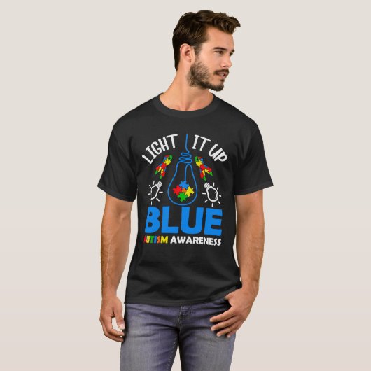 Light It Up Blue Autism Awareness Autistic Puzzle  Tシャツ (正面フル)