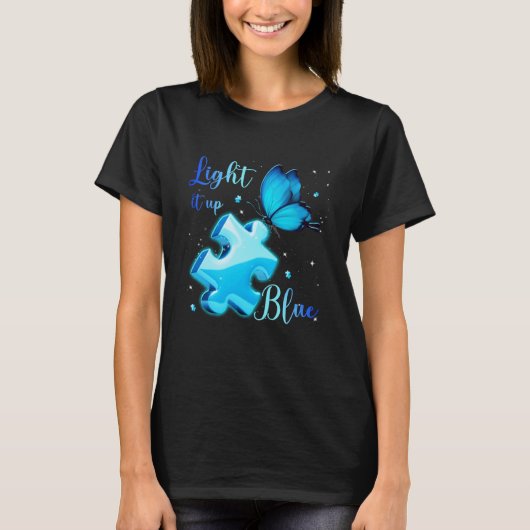 Light It Up Blue Autism Awareness Month Puzzle But Tシャツ (正面)