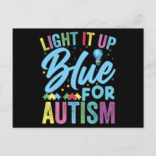 Light It Up Blue Autism Awareness T-Shirt92 ポストカード (正面)