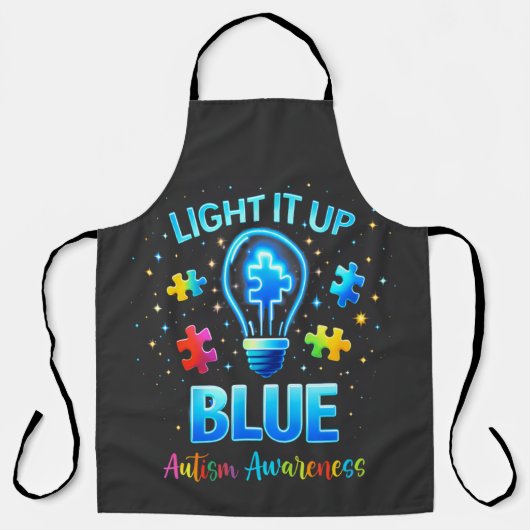 Light It Up Blue Autistic Autism Awareness エプロン (正面)