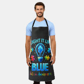 Light It Up Blue Autistic Autism Awareness エプロン (着用した状態)