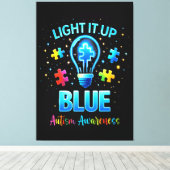 Light It Up Blue Autistic Autism Awareness キャンバスプリント (インサイチュ (ウッドフロア))