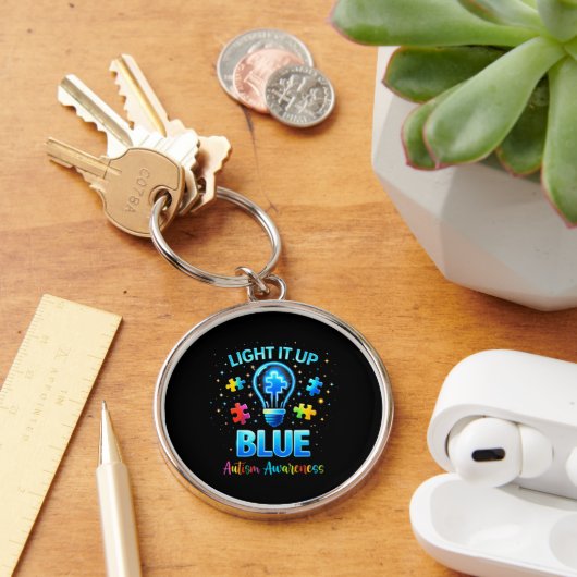 Light It Up Blue Autistic Autism Awareness キーホルダー (デスク)