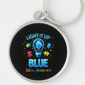Light It Up Blue Autistic Autism Awareness キーホルダー (正面)