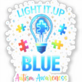Light It Up Blue Autistic Autism Awareness シール (正面)