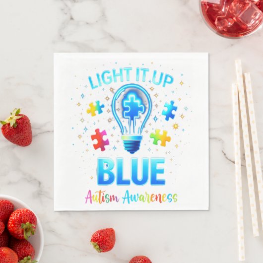 Light It Up Blue Autistic Autism Awareness スタンダードランチョンナプキン (インサイチュ)