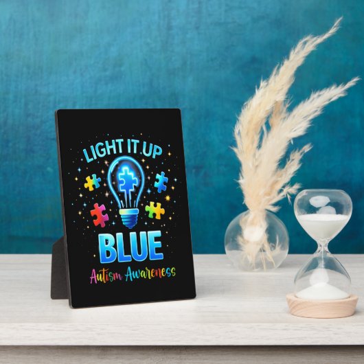 Light It Up Blue Autistic Autism Awareness フォトプラーク (側面)