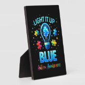 Light It Up Blue Autistic Autism Awareness フォトプラーク (側面)
