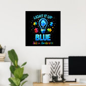 Light It Up Blue Autistic Autism Awareness ポスター (ホームオフィス)