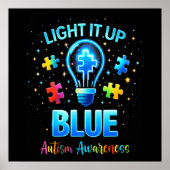 Light It Up Blue Autistic Autism Awareness ポスター (正面)