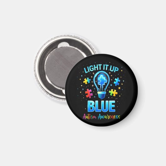 Light It Up Blue Autistic Autism Awareness マグネット (正面/裏面)
