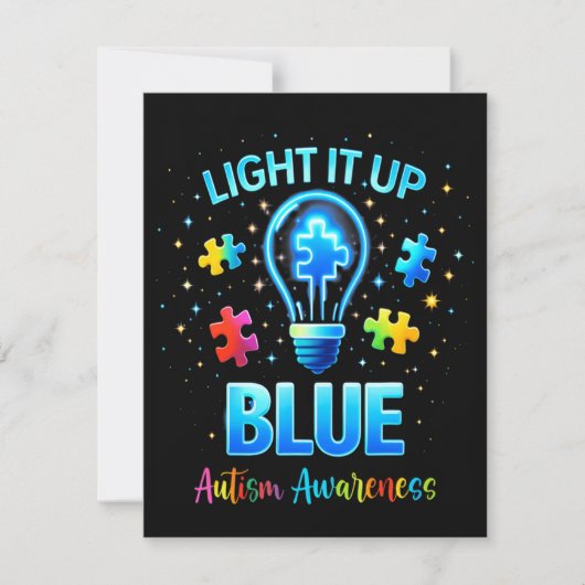 Light It Up Blue Autistic Autism Awareness 招待状 (正面)