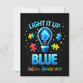 Light It Up Blue Autistic Autism Awareness 招待状 (裏面)
