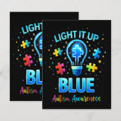 Light It Up Blue Autistic Autism Awareness 招待状 (正面/裏面)