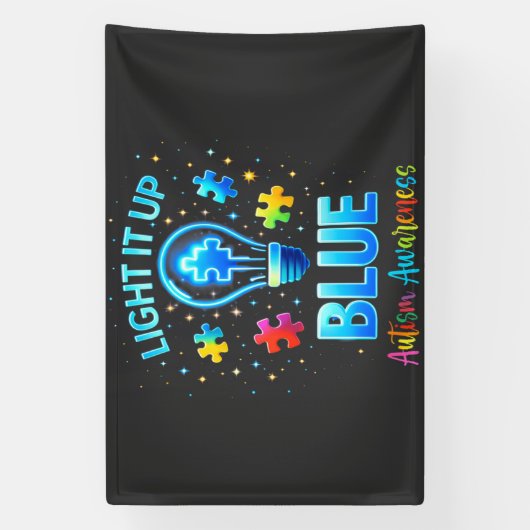Light It Up Blue Autistic Autism Awareness 横断幕 (縦)