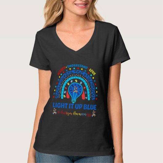 Light It Up Blue Light Bulb Autism Awareness Puzzl Tシャツ (正面)