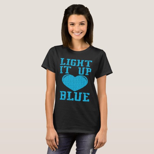Light It Up Blue  Puzzle Piece Autism Awareness Tシャツ (正面フル)