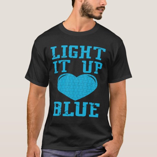 Light It Up Blue  Puzzle Piece Autism Awareness Tシャツ (正面)