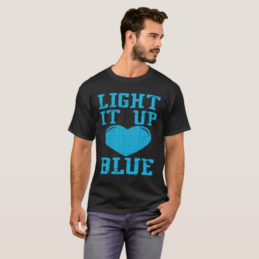 Light It Up Blue  Puzzle Piece Autism Awareness Tシャツ (正面フル)
