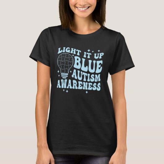 Light It Up Blue Retro Groovy Autism Awareness Gir Tシャツ (正面)