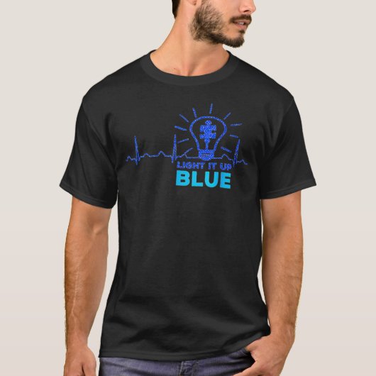 Light It Up Blue Tshirt Puz Zle Heartbeat Autism A Tシャツ (正面)