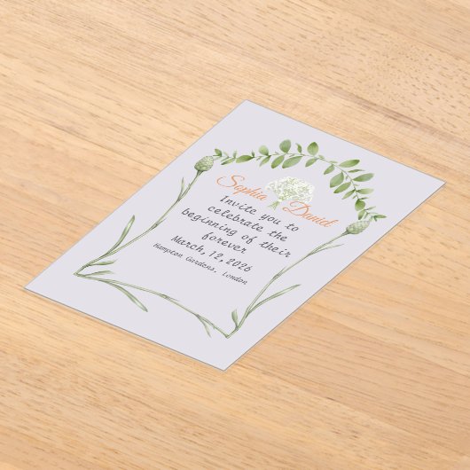 Light lavender acrylic wedding invitation  アクリル招待状 (レイダウン)