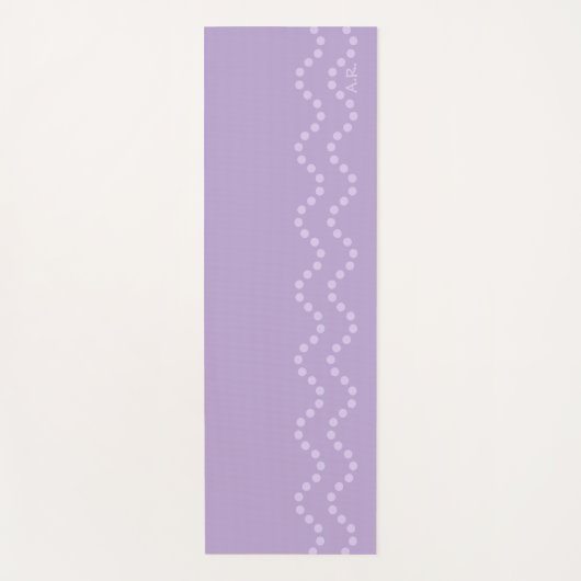 Light Lavender Minimal Dotted Wavy Lines Initials ヨガマット (正面)