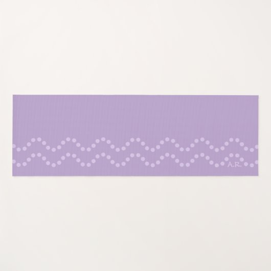 Light Lavender Minimal Dotted Wavy Lines Initials ヨガマット (正面(横))