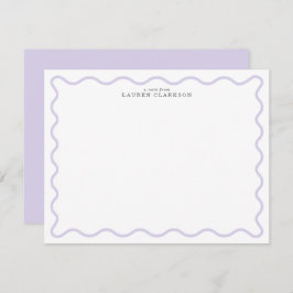 Light Lavender Modern Wavy Border Note card 招待状