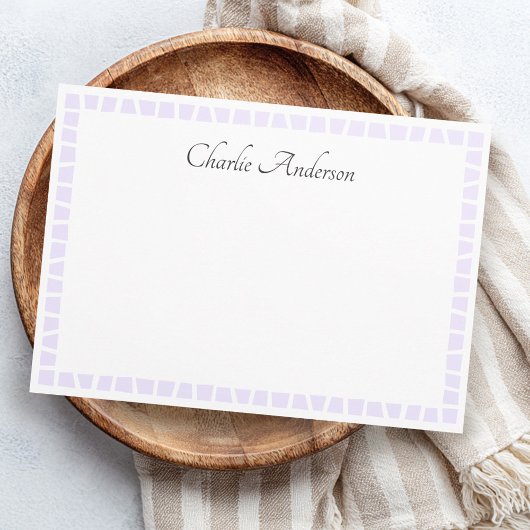 Light lavender purple mosaic border name white ノートカード