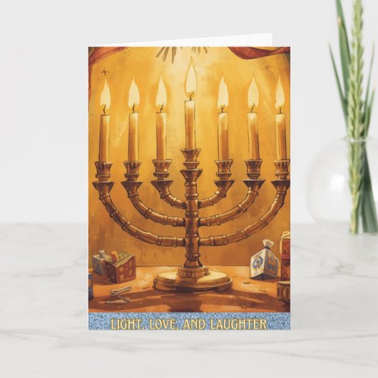 Light Love Laughter Happy Hanukkah Holiday Card シーズンカード (正面)
