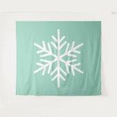 Light Mint Teal Background White Nordic Snowflake タペストリー (正面(横))
