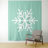 Light Mint Teal Background White Nordic Snowflake タペストリー (インサイチュ)