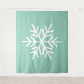 Light Mint Teal Background White Nordic Snowflake タペストリー (正面)