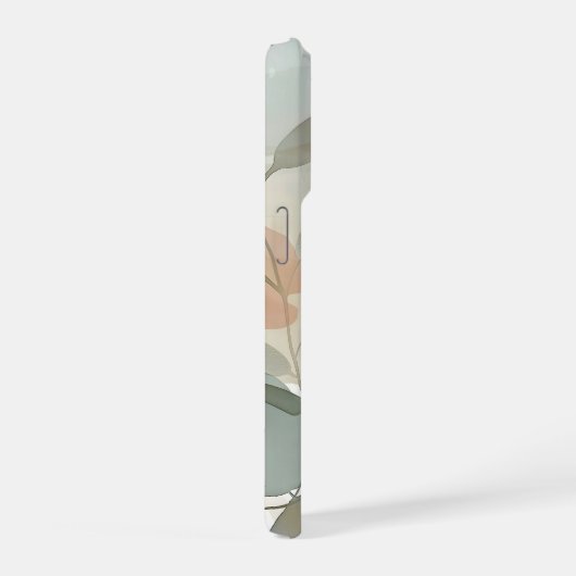 Light Neutral Abstract Botanical with Soft Sage  iPhoneケース (右側面)