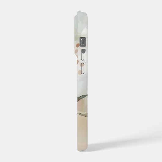 Light Neutral Abstract Botanical with Soft Sage  iPhoneケース (左側面)