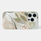 Light Neutral Abstract Botanical with Soft Sage  iPhoneケース (裏面横)