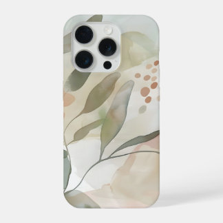 Light Neutral Abstract Botanical with Soft Sage  iPhone 15 Proケース