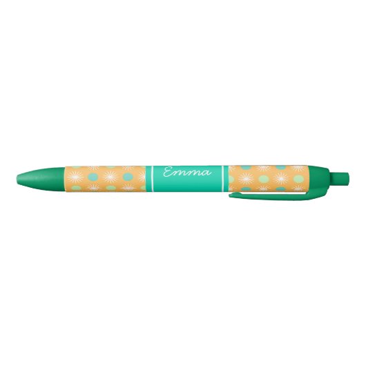 Light Orange Boho Retro Pattern Pen 黒ボールペン (ボトム)