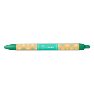 Light Orange Boho Retro Pattern Pen 黒ボールペン