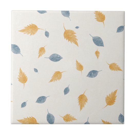 Light Pastel Beige Autumn Leaves Pattern タイル (正面)