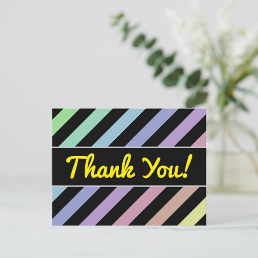 Light Pastel Colors & Black Stripes Pattern ポストカード (スタンド正面)