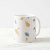 Light Pastel Minimalist Autumn Leaves Pattern コーヒーマグカップ (正面右)